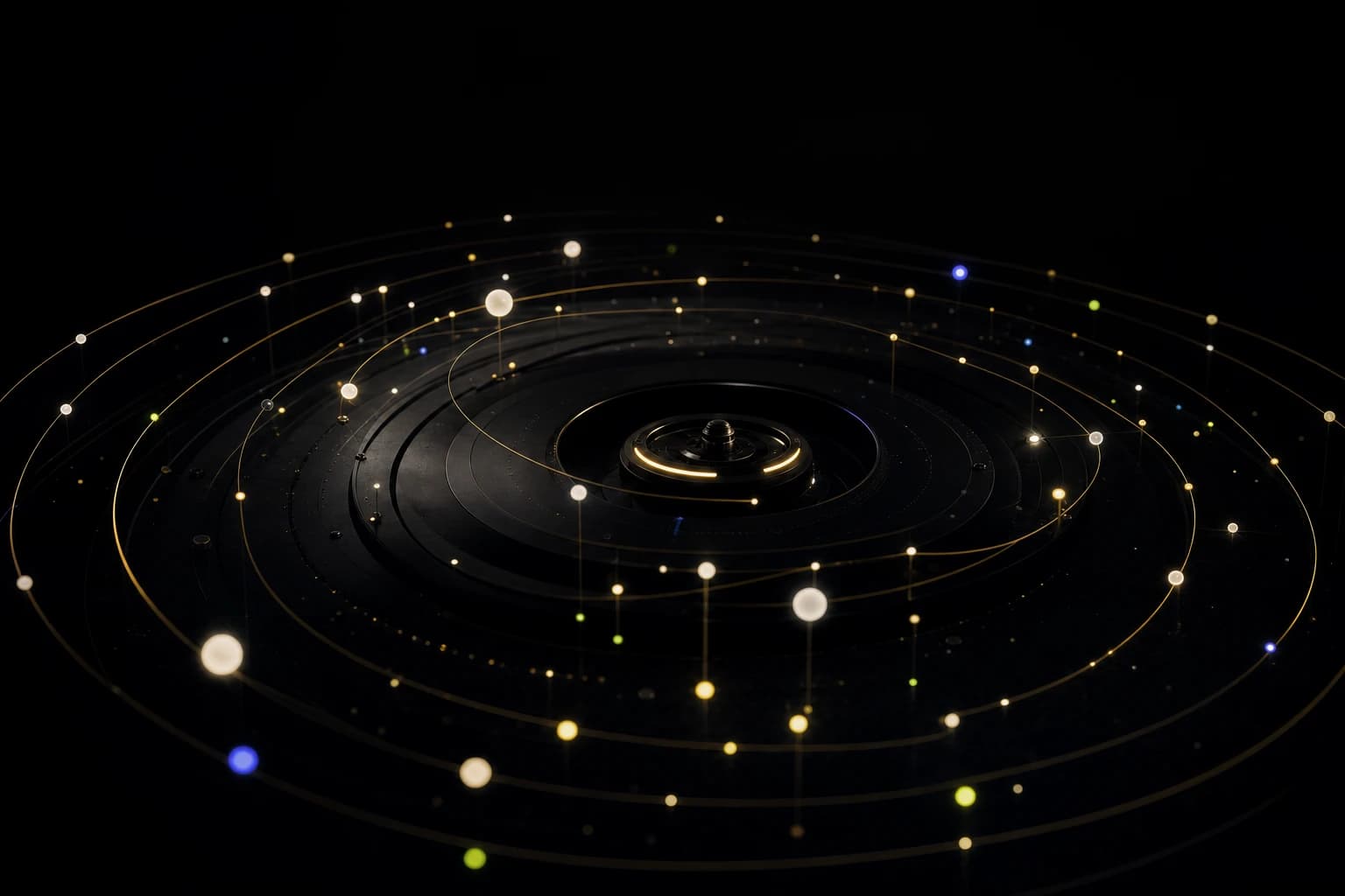 Luminous orbital system representing continuous on-chain monitoring